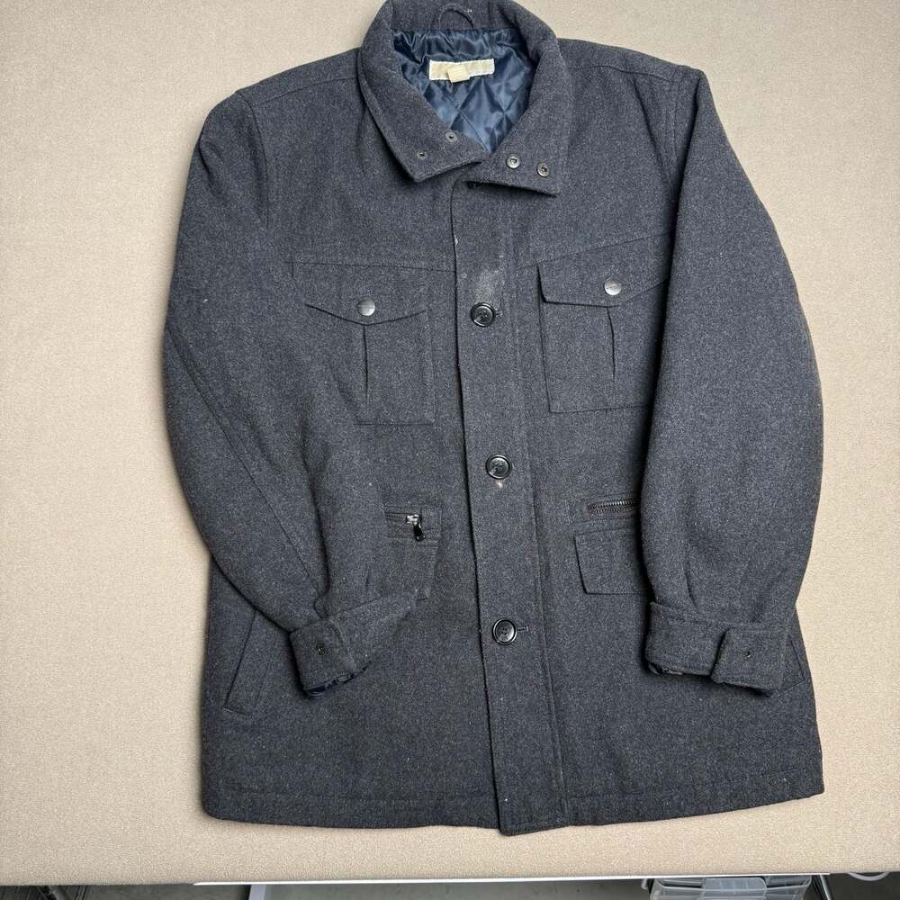 Michael Kors Men's Slate Gray Wool Blend Trench Coat Jacket Size M